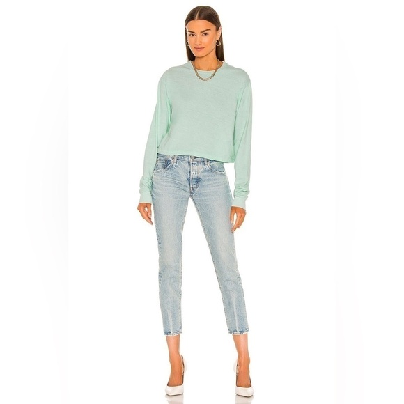 John Elliott Long Sleeve Cropped Tee, Mint, Size 3/L - Picture 3 of 11